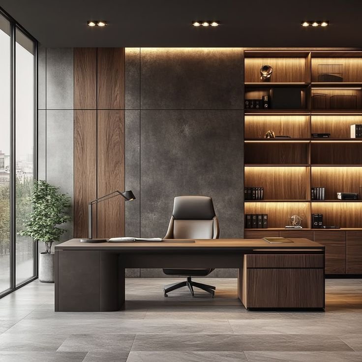 Dual Desk Office with Filing Cabinets