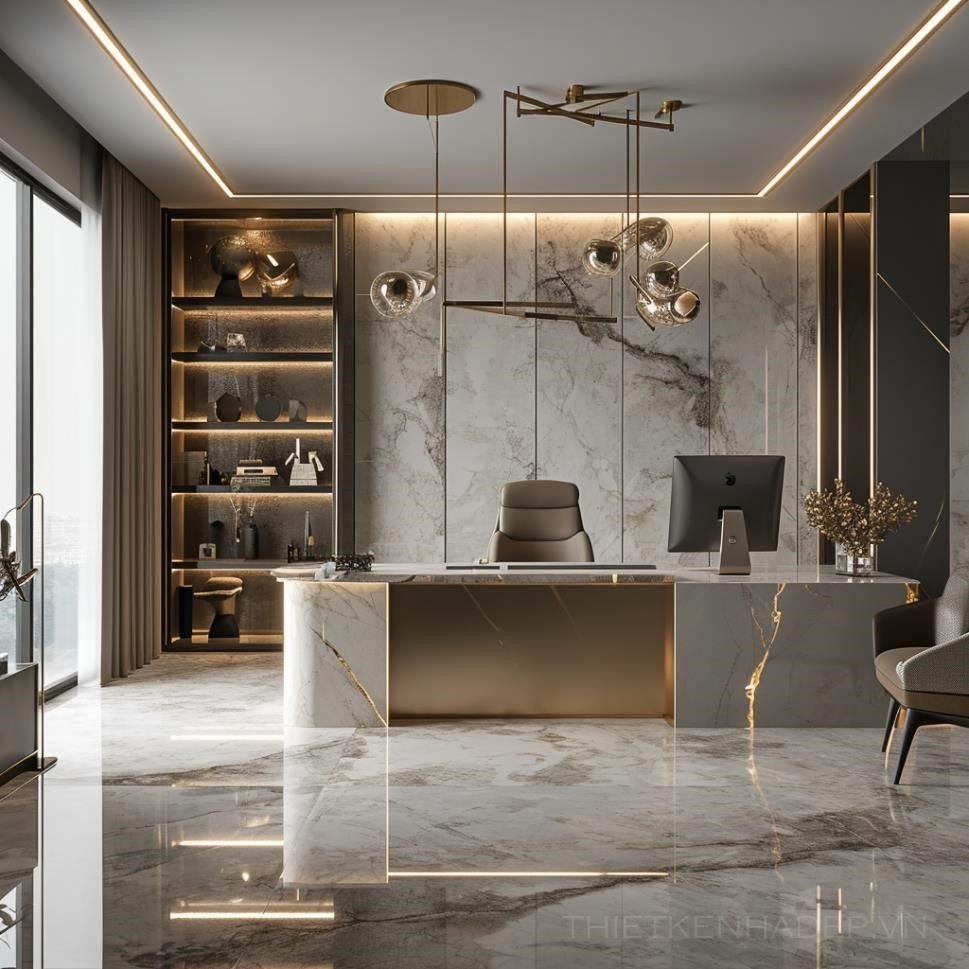 Corporate Workspace with Integrated Shelving